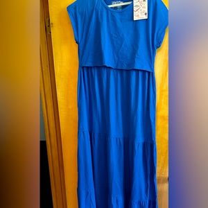 Latched Mama t-shirt tiered blue maxi dress
